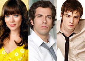Anna Friel (Pushing Daisies), Zachary Levi (Chuck), Ed Westwick (Gossip Girl) Anna Friel (Pushing Daisies), Zachary Levi (Chuck), Ed Westwick (Gossip Girl)